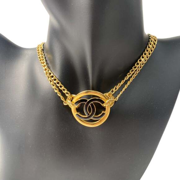 Cc Logo Necklace Gold-Tone Metal #209581C10B - Picture 3 of 9